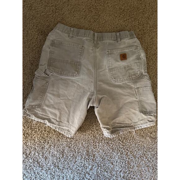 Vintage Carhartt B25-DES 36” Rare Faded Gray Distressed Canvas Carpenter Shorts - Picture 6 of 9